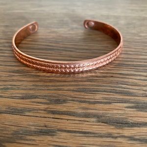 Vintage style Solid Copper etched cuff bracelet with magnets